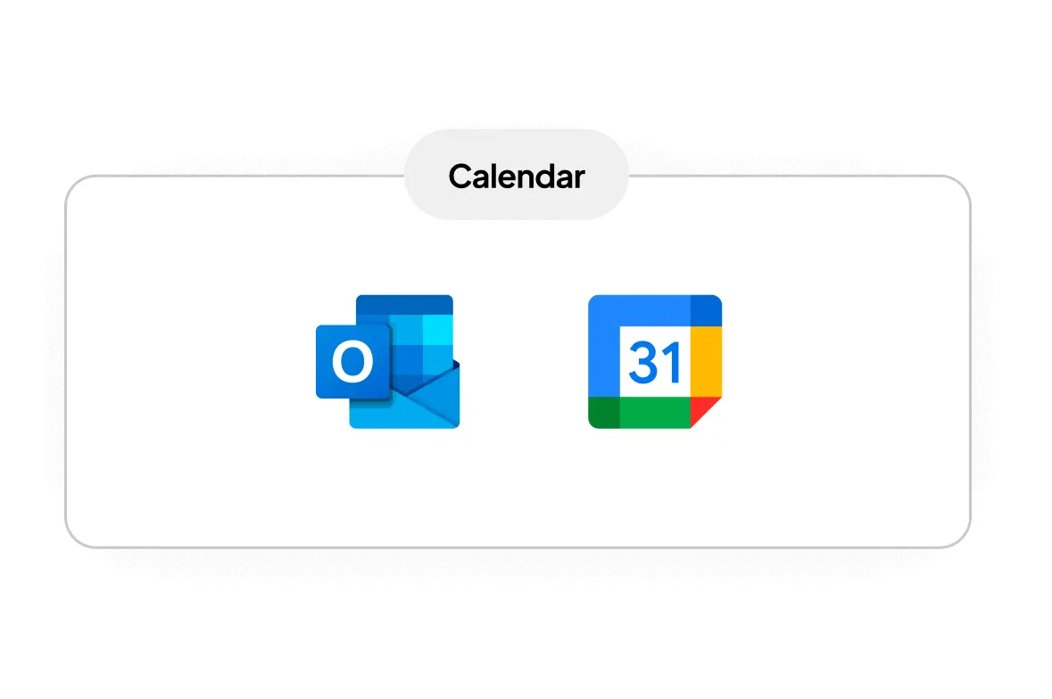 Calendar Integration options Outlook and Google Calendar